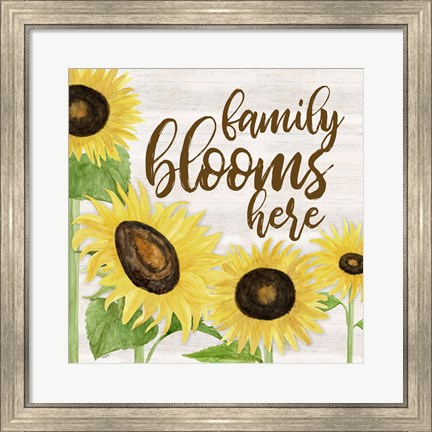 Framed Fall Sunflower Sentiment I-Family Print