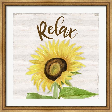 Framed Fall Sunflower Sentiment III-Relax Print