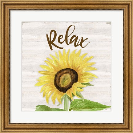 Framed Fall Sunflower Sentiment III-Relax Print