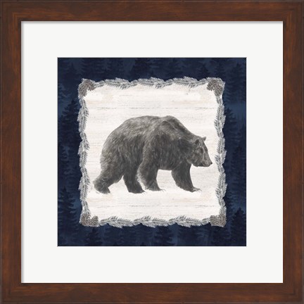 Framed Blue Cliff Mountains I-Bear Print