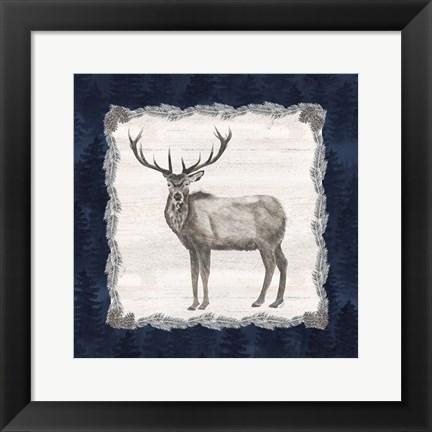 Framed Blue Cliff Mountains III-Elk Print