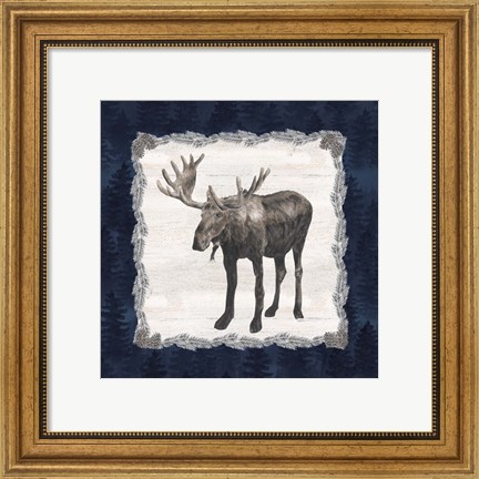 Framed Blue Cliff Mountains IV-Moose Print