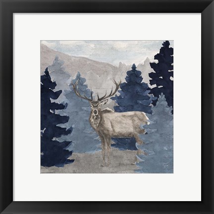 Framed Blue Cliff Mountains scene III-Elk Print