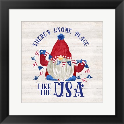 Framed Patriotic Gnomes III-USA Print