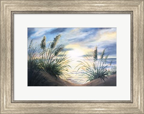 Framed Coastal Sunrise Oil Painting landscape Print