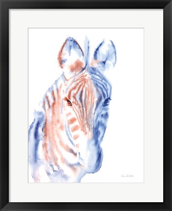 Framed Copper and Blue Zebra Print