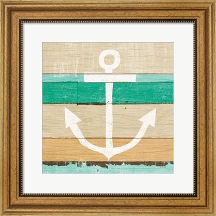 Framed Beachscape III Anchor Green Print