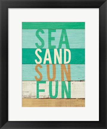 Framed Beachscape Inspiration VIII Greeb Print