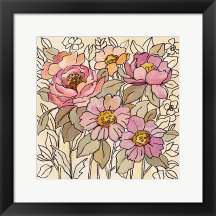 Framed Spring Lace Floral I Print