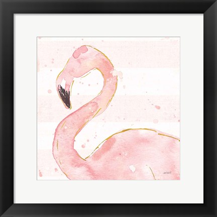 Framed Flamingo Fever III Light No Words Print