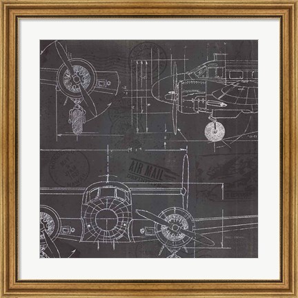 Framed Plane Blueprint III Print