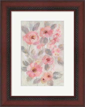 Framed Expressive Pink Flowers I Print