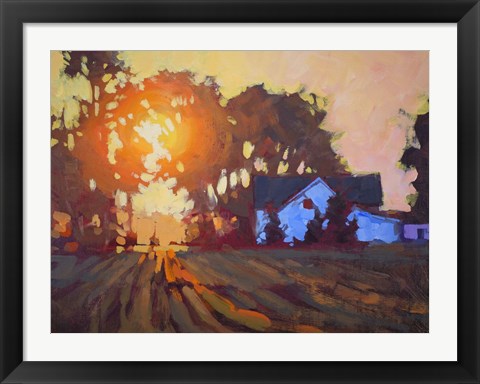 Framed Sunrise Over Farmhouse Print
