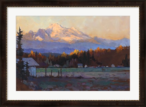 Framed Late October Light Mt. Baker Print