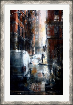 Framed Jersey Street, rain Print