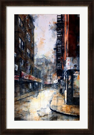 Framed Doyers Street at Pell, rain Print