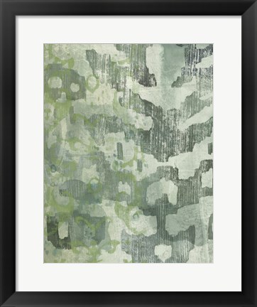 Framed Celadon Ikat I Print