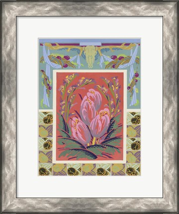 Framed Art Deco Florals VIII Print