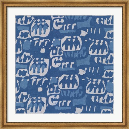 Framed Blue Batik I Print