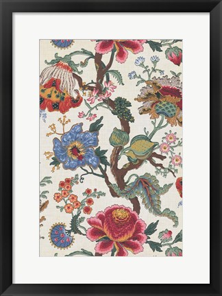 Framed Vintage Jacobean Floral I Print