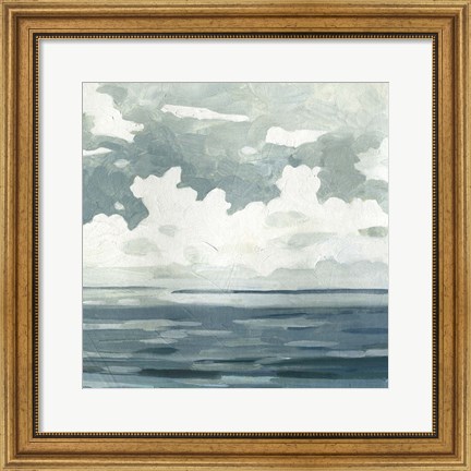 Framed Textured Blue Seascape II Print