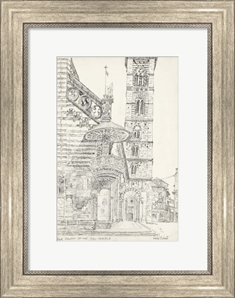 Framed European Building Sketch II Print