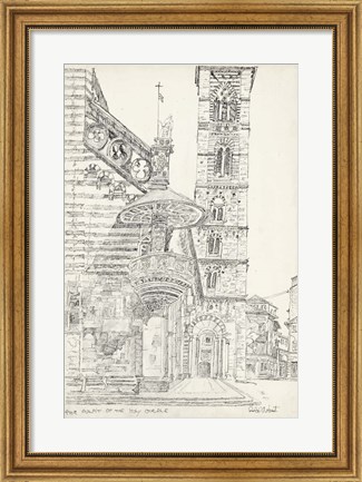 Framed European Building Sketch II Print