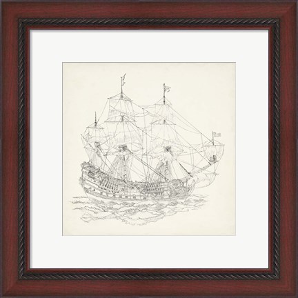 Framed Antique Ship Sketch IX Print