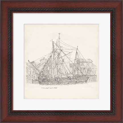 Framed Antique Ship Sketch X Print