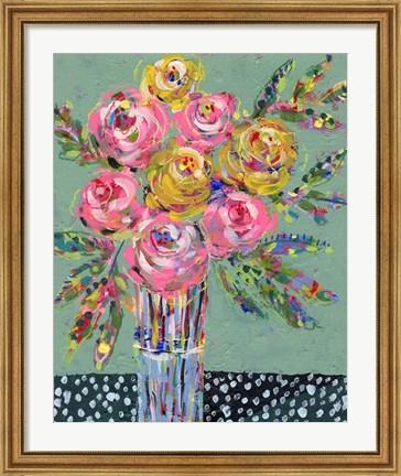 Framed Bright Colored Bouquet I Print