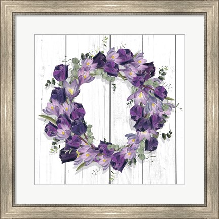 Framed Purple Tulip Wreath I Print