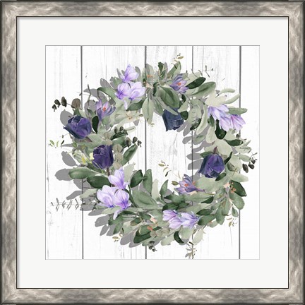 Framed Purple Tulip Wreath II Print