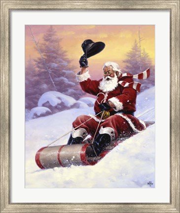 Framed Here Comes Santa Print