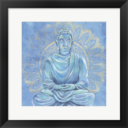 Framed Buddha on Blue I Print