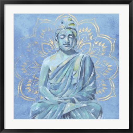 Framed Buddha on Blue II Print