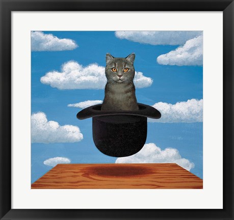 Framed Magritte Cat Print