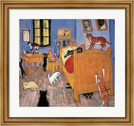 Framed Van Gogh Arles Cat Print