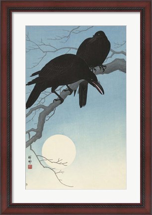 Framed Two Crows on a Branch, 1927 Print