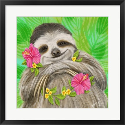 Framed Smiling Sloth Print