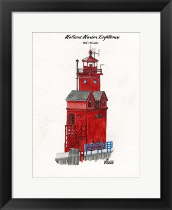 Framed Holland Harbor Lighthouse Michigan Print
