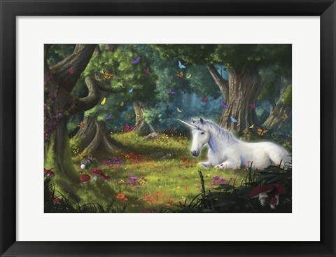 Framed Unicorn Fantasy Forest Print