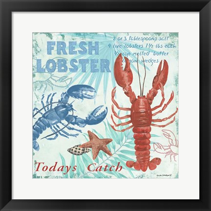 Framed Fresh Lobster - Aqua Print