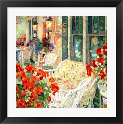 Framed Geranium Porch Print