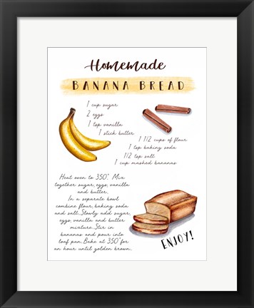 Framed Banana Bread Recipe Print