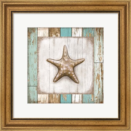 Framed Starfish on Beach Print