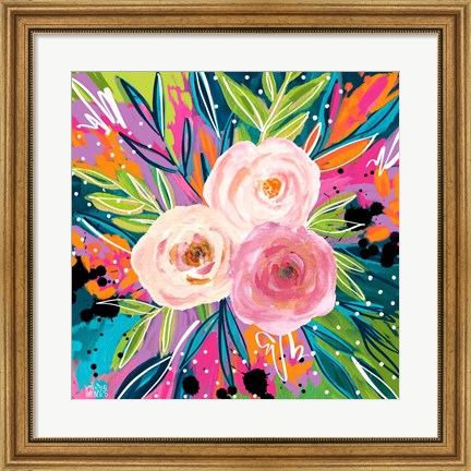 Framed Pink Floral II Print