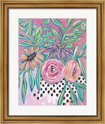 Framed Floral Dots Print