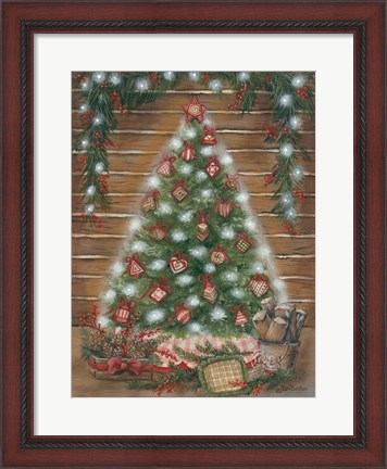 Framed Log Cabin Christmas Print