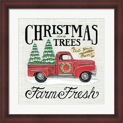 Framed Christmas Trees Farm Fresh Print