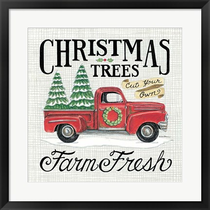 Framed Christmas Trees Farm Fresh Print